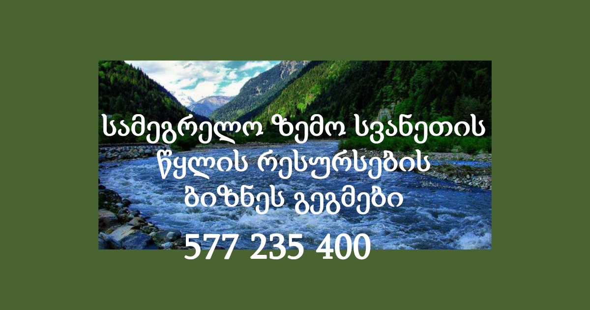 სამეგრელო ზემო სვანეთის წყლის რესურსების ბიზნეს გეგმები