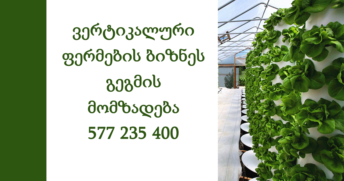 ვერტიკალური ფერმების ბიზნეს გეგმის მომზადება 577 235 400